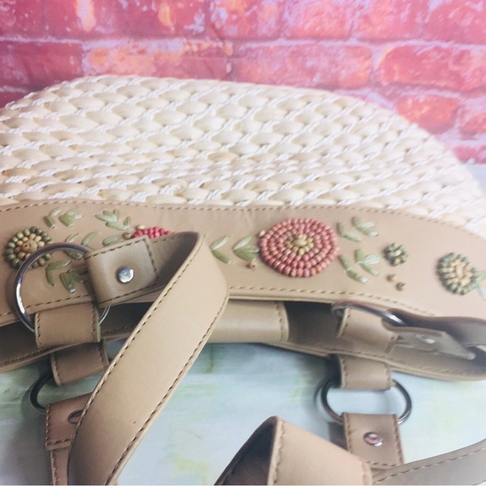 Vintage Avon Floral Beaded Straw Shoulder Bag - Picture 8 of 11